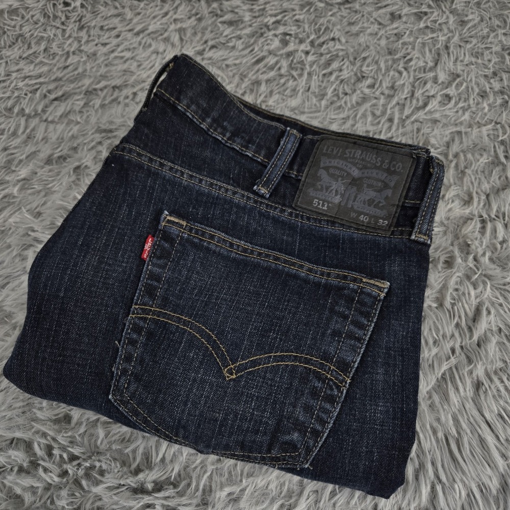 Levis 511 CW-4116 Mens 40x32 (38x30) Straight Leg Slim Fit Dark Wash Denim Jeans